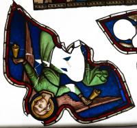 ELYGM:L1986.5.14aStained glass tracery depicting an angel with a bell in each hand © SGM